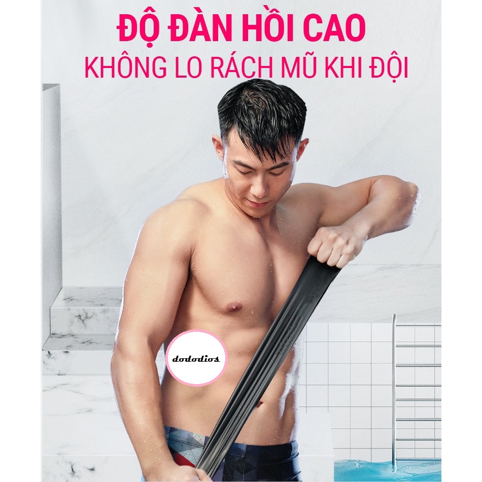 Mũ bơi người lớn chất liệu silicone cao cấp dododios dùng được cho nam, nữ ngăn nước, trùm được búi tóc dài - Mũ bơi trùm tai - Mũ bơi trùm búi tóc - Chính hãng dododios