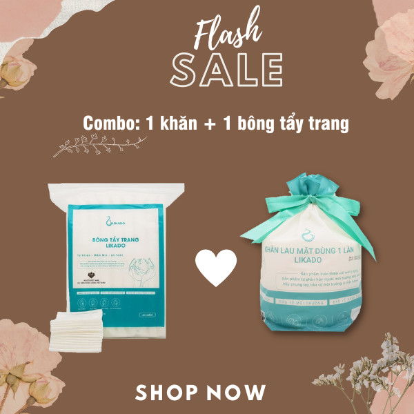 Combo 1 bịch bông tẩy trang và 1 khăn lau dùng một lần Likado