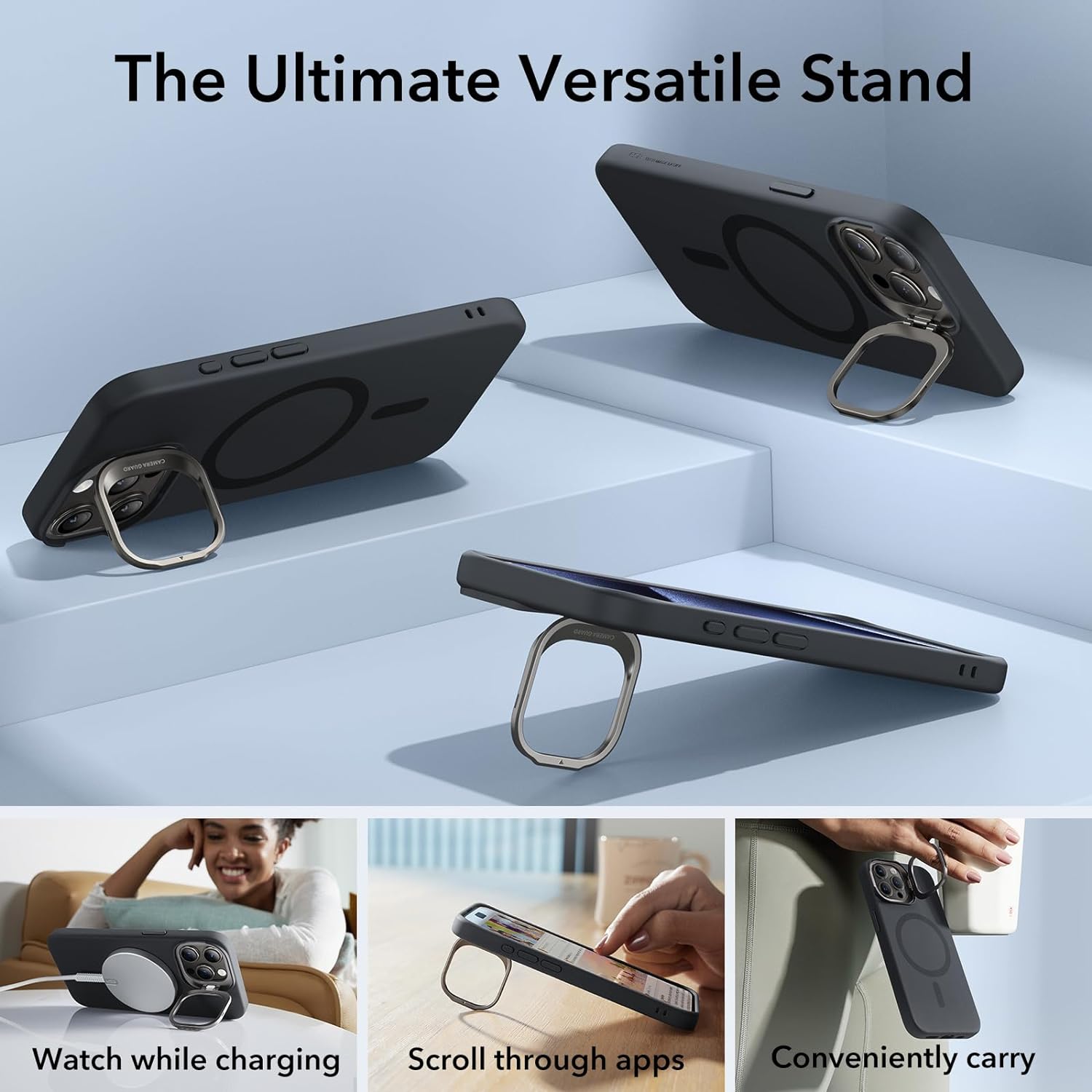 Ốp Lưng cho iPhone 15 Pro Max ESR Cloud Soft Case Stash Stand with HaloLock - Hàng Chính Hãng