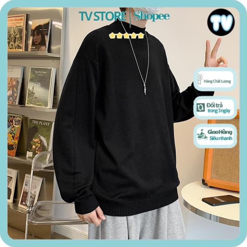 Áo Nỉ Nam TVSTORE Áo Sweater cổ cao tay dài màu sắc đơn giản trẻ trung