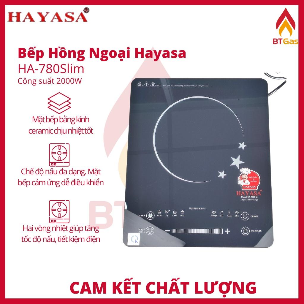 Bếp hồng ngoại 2 vòng nhiệt tiết kiệm điện, bếp điện đơn công suất 2000W Hayasa HA-780Slim - Hàng chính hãng