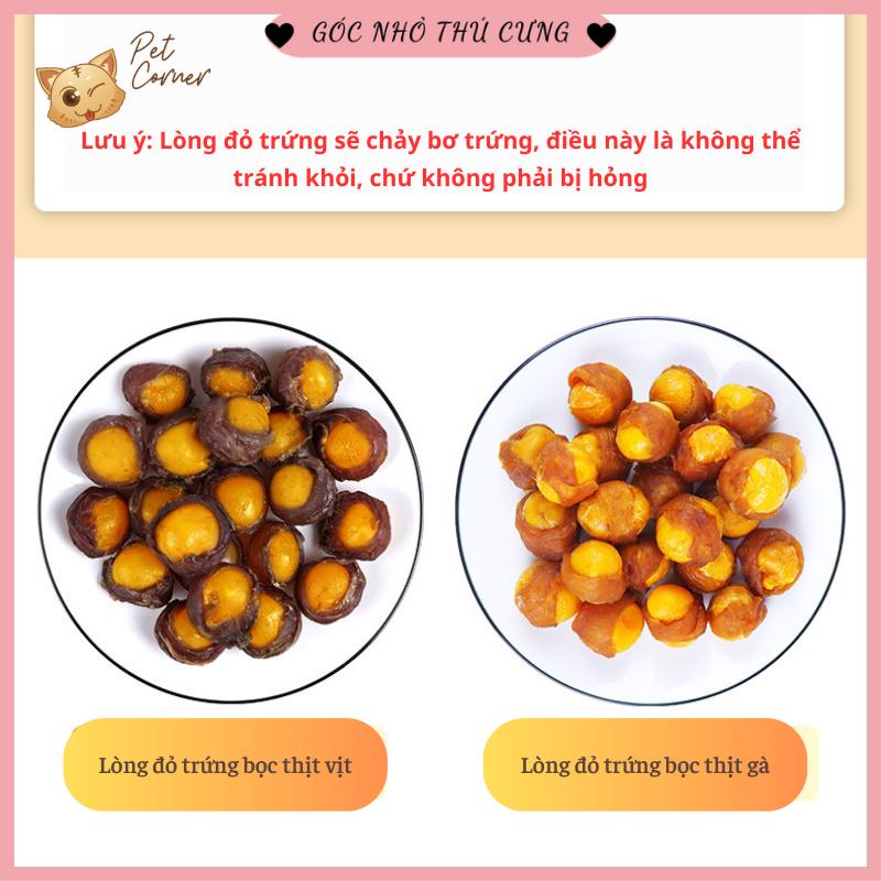 Lòng đỏ trứng bọc thịt gà, thịt vịt bổ dưỡng cho thú cưng, thức ăn sấy khô cho chó mèo