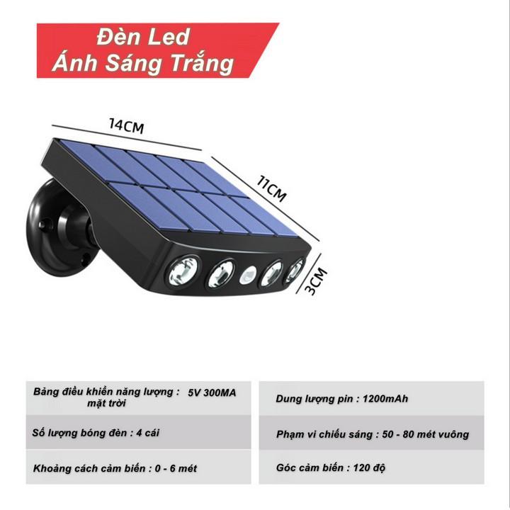 Đèn Cảm Ứng Ngoài trời Cảnh Báo Trộm 1200mAh Solar