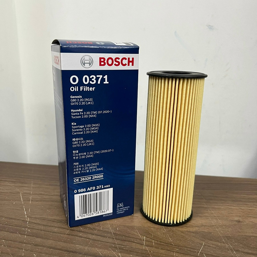 Lọc Nhớt Động Cơ (Lõi Giấy) / BOSCH / O0371 / Hyundai SantaFe, / Máy Dầu Động cơ 2.2L đời 2021- Xuất xứ KOREA