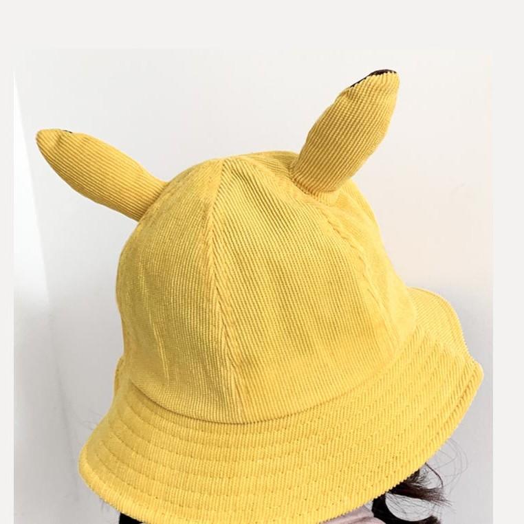 Nón Lưỡi Trai Pikachu, Mũ Tai Bèo Pikachu Dễ Thương Cho Bé Từ 1-2 Tuổi Chất Vải Nhung Mềm Mại