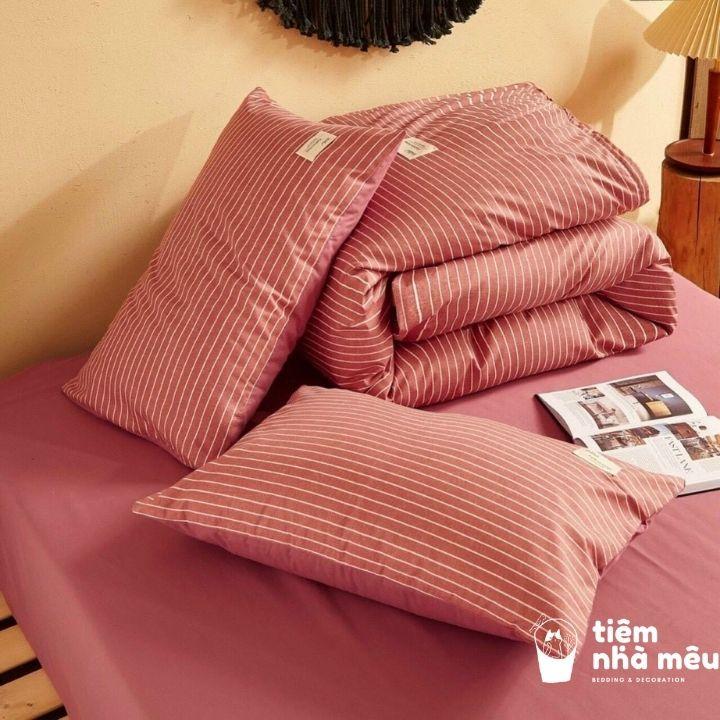 Bộ Chăn Ga Gối Cotton Tici m6/m8/2m-Tiệm Nhà MêuSet 4 Món Cotton Tici Kẻ Caro Vintage Phong Cách Hàn Quốc Dày Dặn Miin