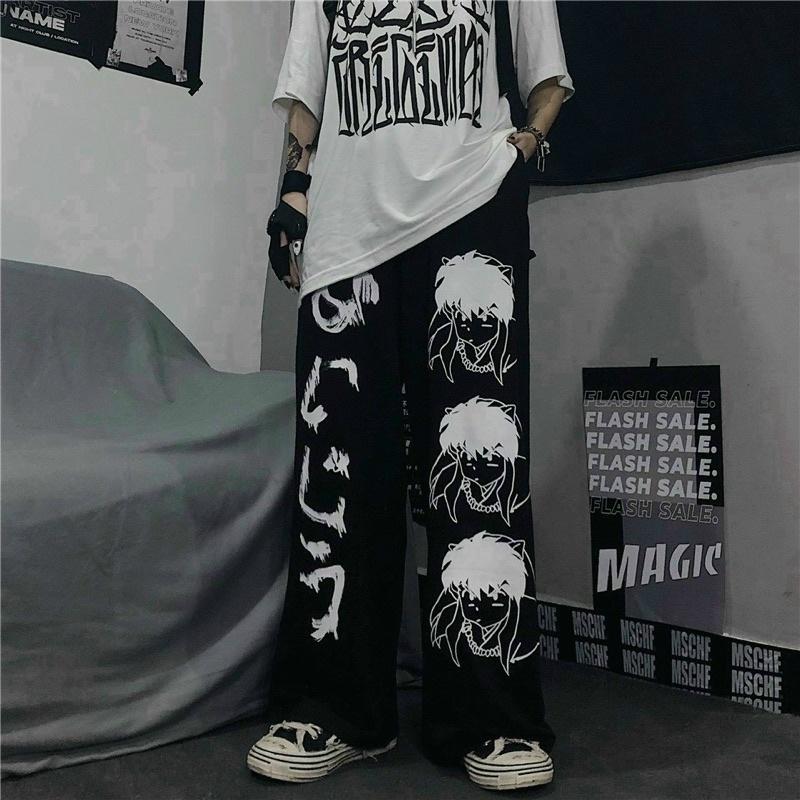 Quần nỉ unisex nam nữ form rộng in hoạ tiết hoạt hình (JOGGER ỐNG SUÔNG DÀI 95cm) KÈM VIDEO THẬT