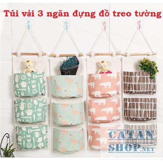 ️️Túi đựng đồ treo tường 3 ngăn tiết kiệm diện tích - thiết kế xinh xắn bền đẹp đa năng tiện lợi - giao màu ngẫu nhiên