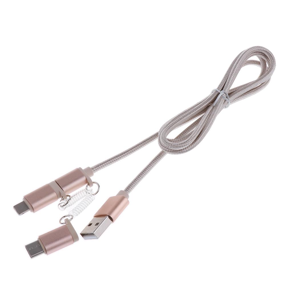 3 In 1 Nylon Cable Micro USB/Type C Sync Charge For All Devices IPhone