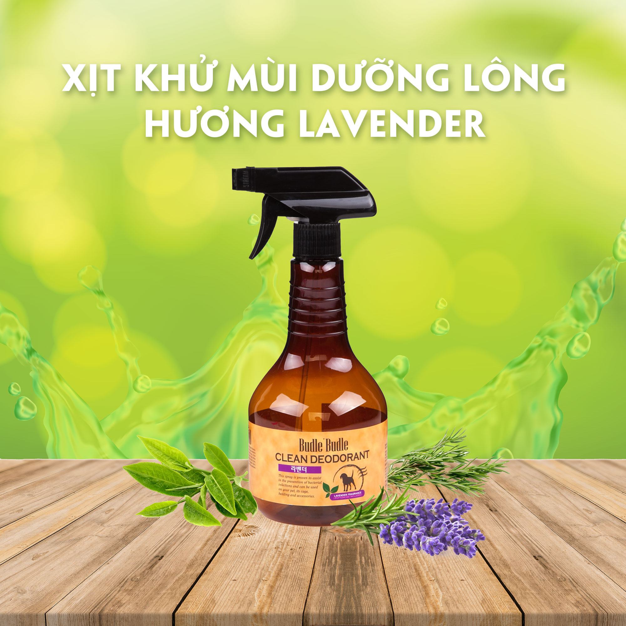 Bình Xịt Khử Mùi Dưỡng Lông Cho Chó Lavender Budle'Budle BB110 (530ml)