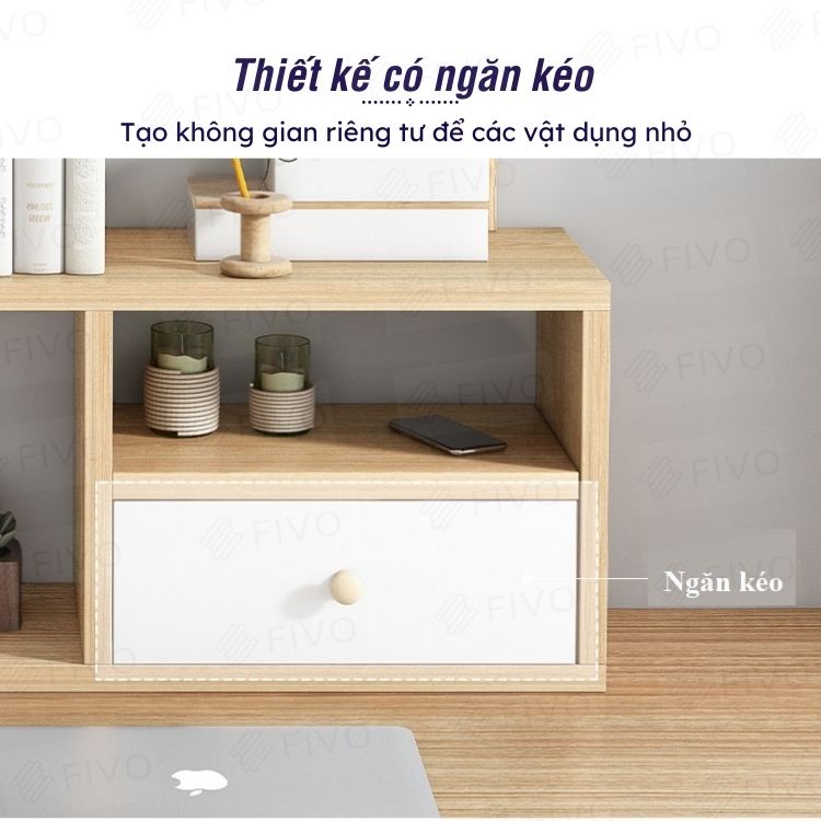 Kệ Gỗ Để Bàn Đa Năng Chất Liệu MDF FIVO FB20 Để Đồ Tiện Lợi Dễ Dàng Lắp Ráp (80 x 20 x 60 cm) - Hàng Chính Hãng