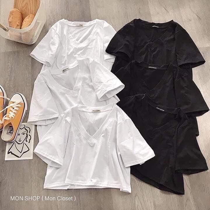 Áo thun nữ cổ V dáng croptop cực chất