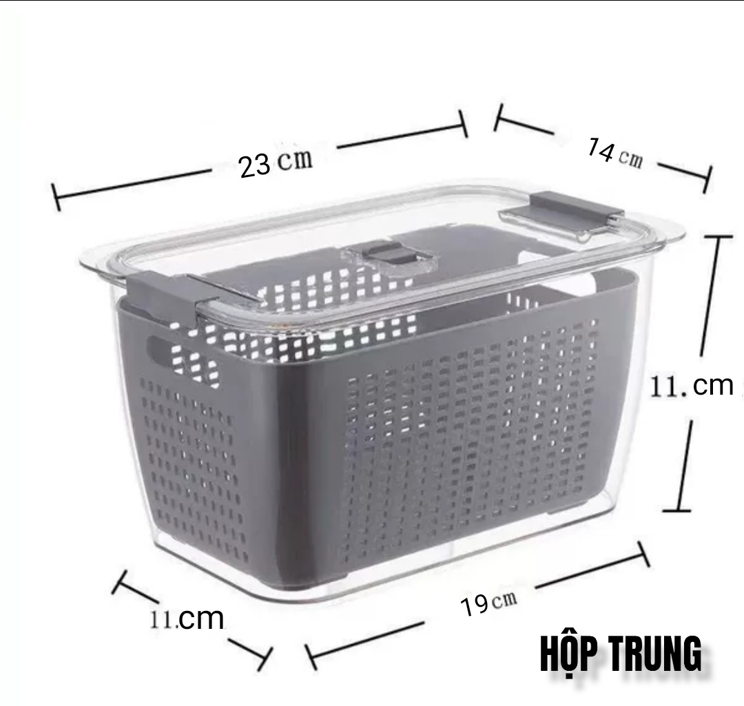 Hộp Bảo Quản Thực Phẩm Tủ Lạnh 2 lớp Trong Suốt, Giúp Ráo Nước Bảo Quản Tiện Lợi