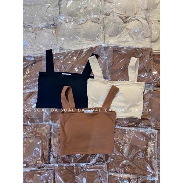 Áo hai dây Áo dây croptop bản to nhiều màu đen be nâu chất bopzip dạnh cho nữ phong cách tiểu thư PHULA