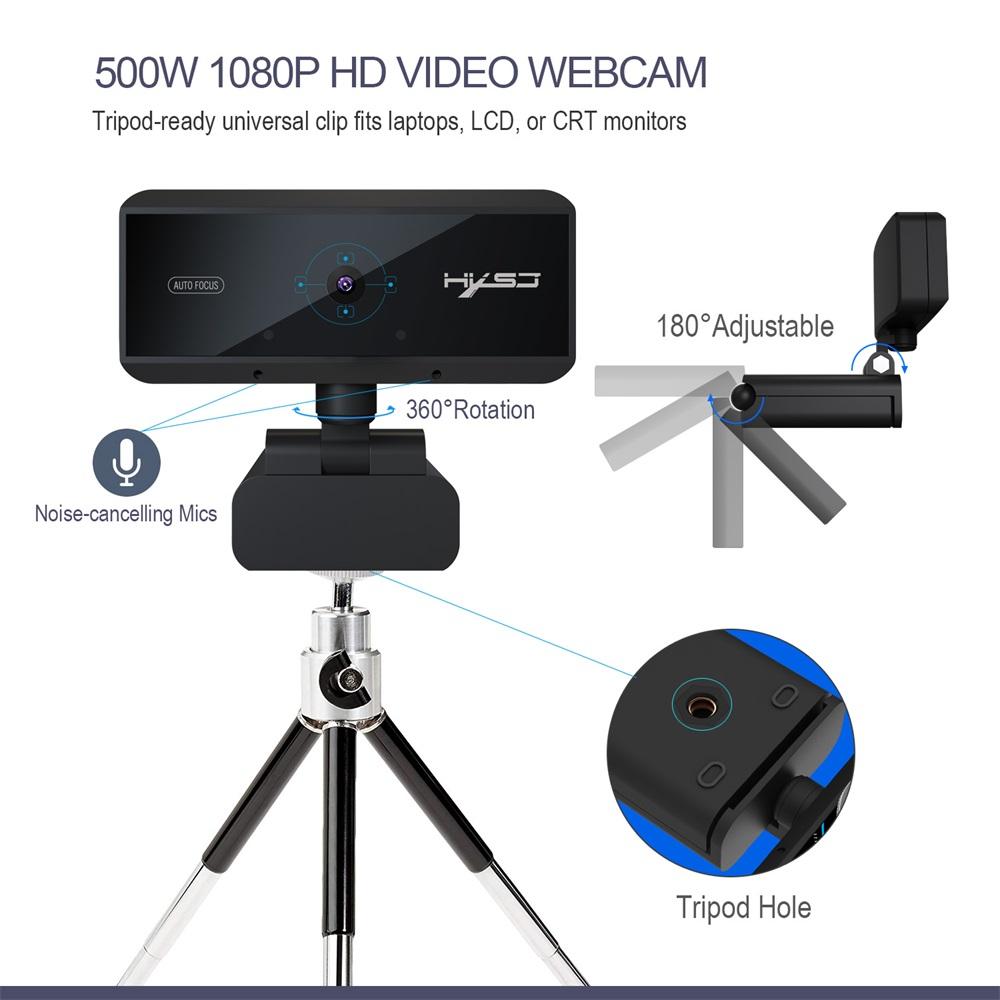 Webcam HD 1080P HXSJ S3 có 5 triệu điểm ảnh tự động lấy nét,Video Call tích hợp Micrô với che bảo mật cho PC