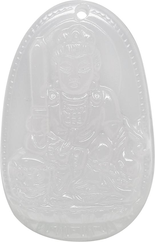 Mặt Dây Chuyền Văn Thù Bồ Tát Đá Mã Não Trắng Ngọc Quý Gemstones VTMNT