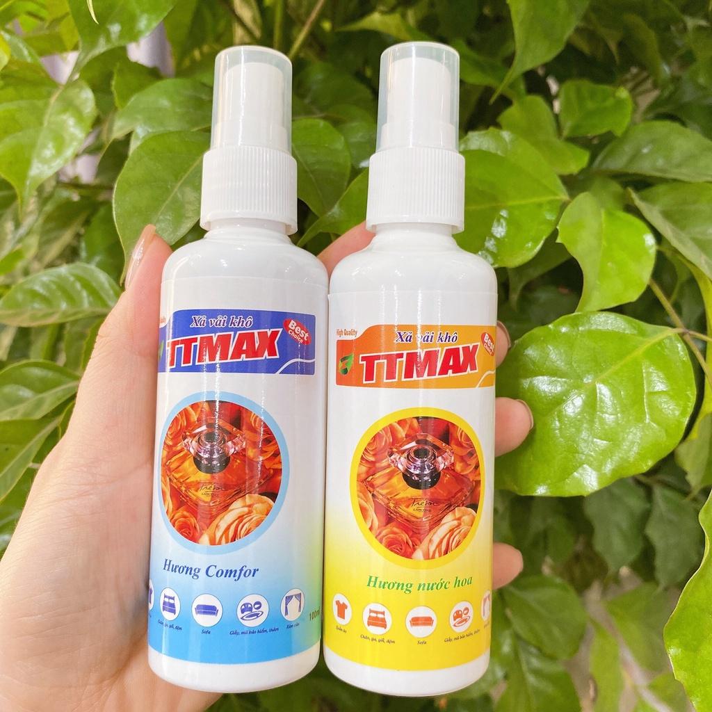 Xả vải khô nước xịt thơm quần áo TTMAX mới 100ml lưu hương lâu 24h làm mềm vải tiết kiệm thời gian xả nước