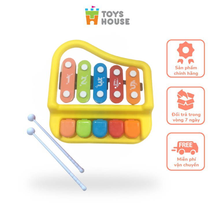 Đàn piano kết hợp đàn gõ Xylophone 5 phím cho bé ToysHouse HE8011