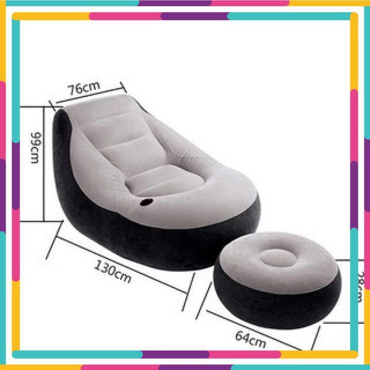 Ghế hơi tựa lưng bọc nhung intex cao cấp có đệm hơi lót kèm bơm điện