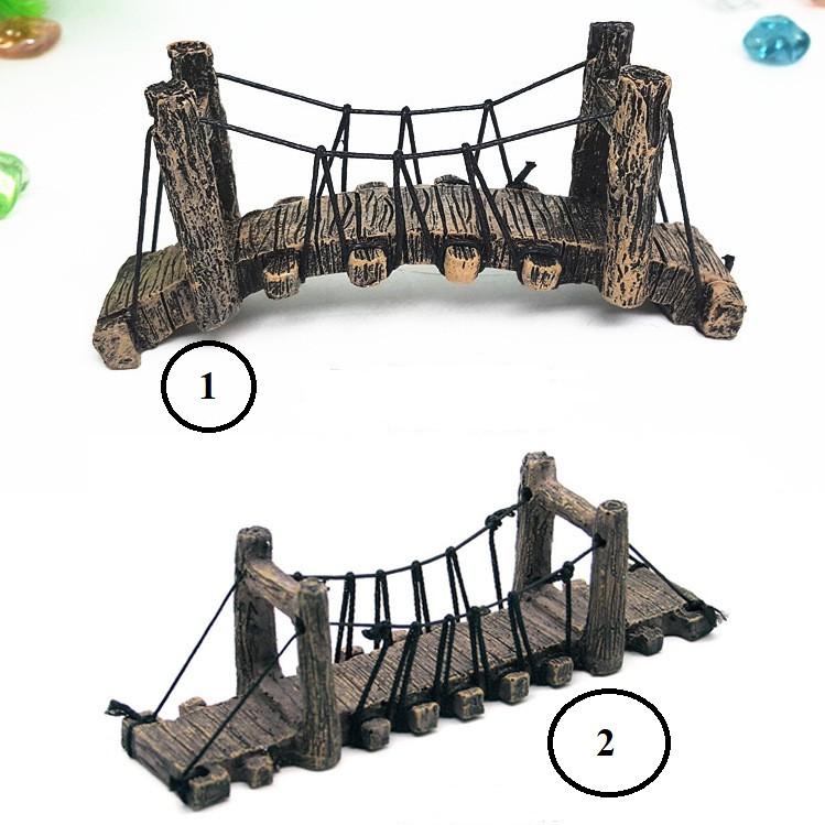 KHO-HN * Mô hình cầu treo dây văng kiểu gỗ thô trang trí tiểu cảnh, bể cá cảnh, bể thủy sinh, DIY