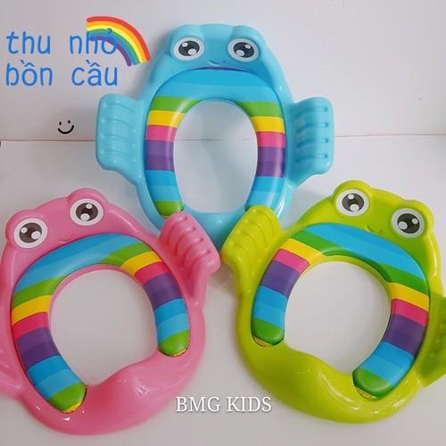 Bệt lót thu nhỏ bồn cầu có tay vịn hình chú ếch, thu nhỏ bồn cầu cho bé ngồi vệ sinh