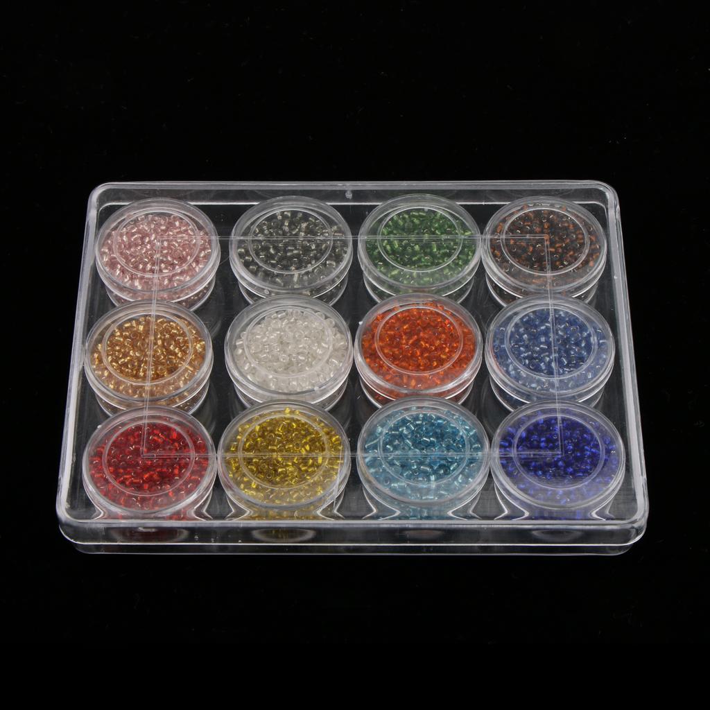 About 4200 Pieces Mixed 12 Colors Round Glass Seed Beads Diameter 2mm DIY Jewelry