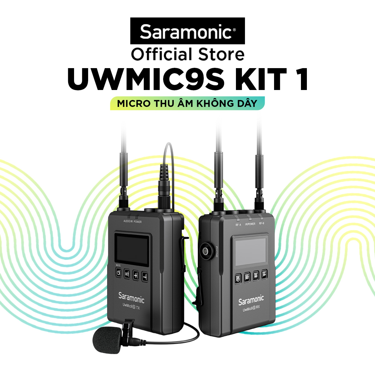 Bộ Micro Thu Âm Không Dây Saramonic Uwmic9s Kit1 Cho Máy Ảnh &amp; Điện Thoại - Quay Phim / Vlog / Livestream - Hàng Chính Hãng