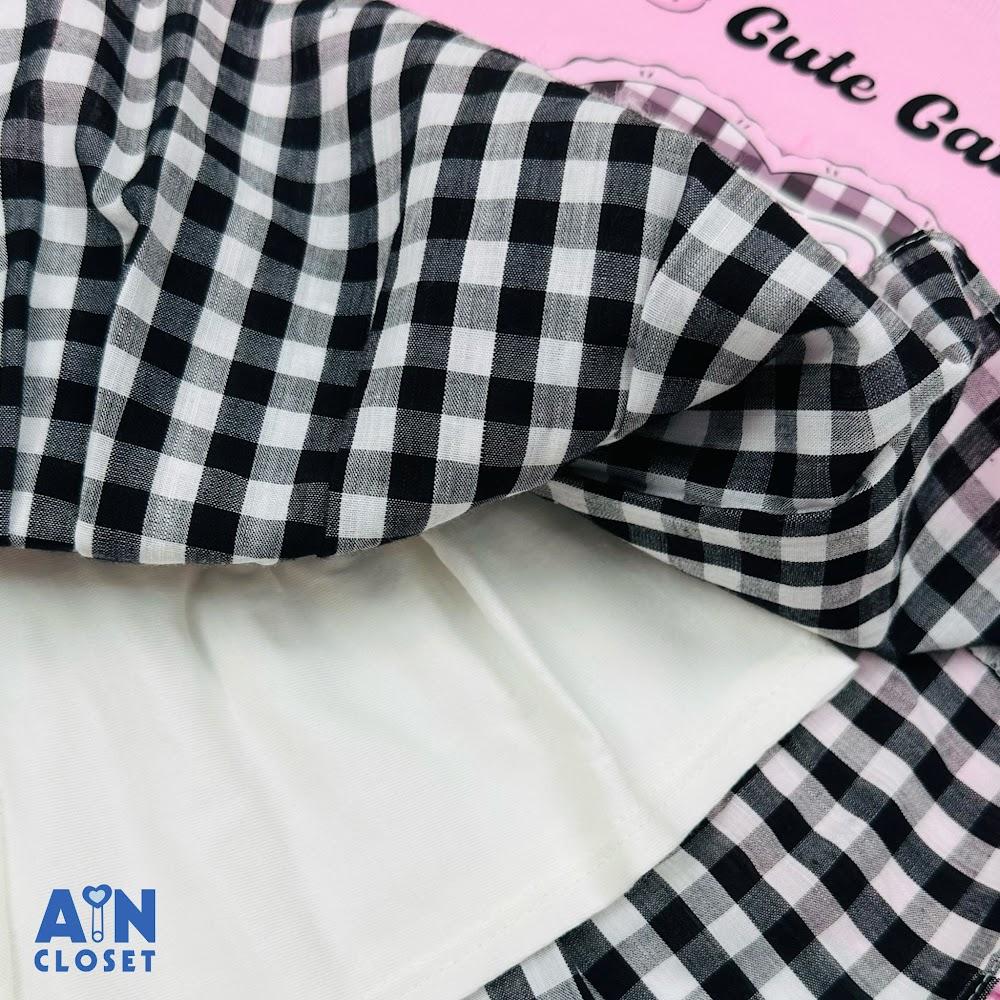 Set Áo Váy bé gái họa tiết Caro Mèo Đen Cotton - AICDBGPG4GTX - AIN Closet