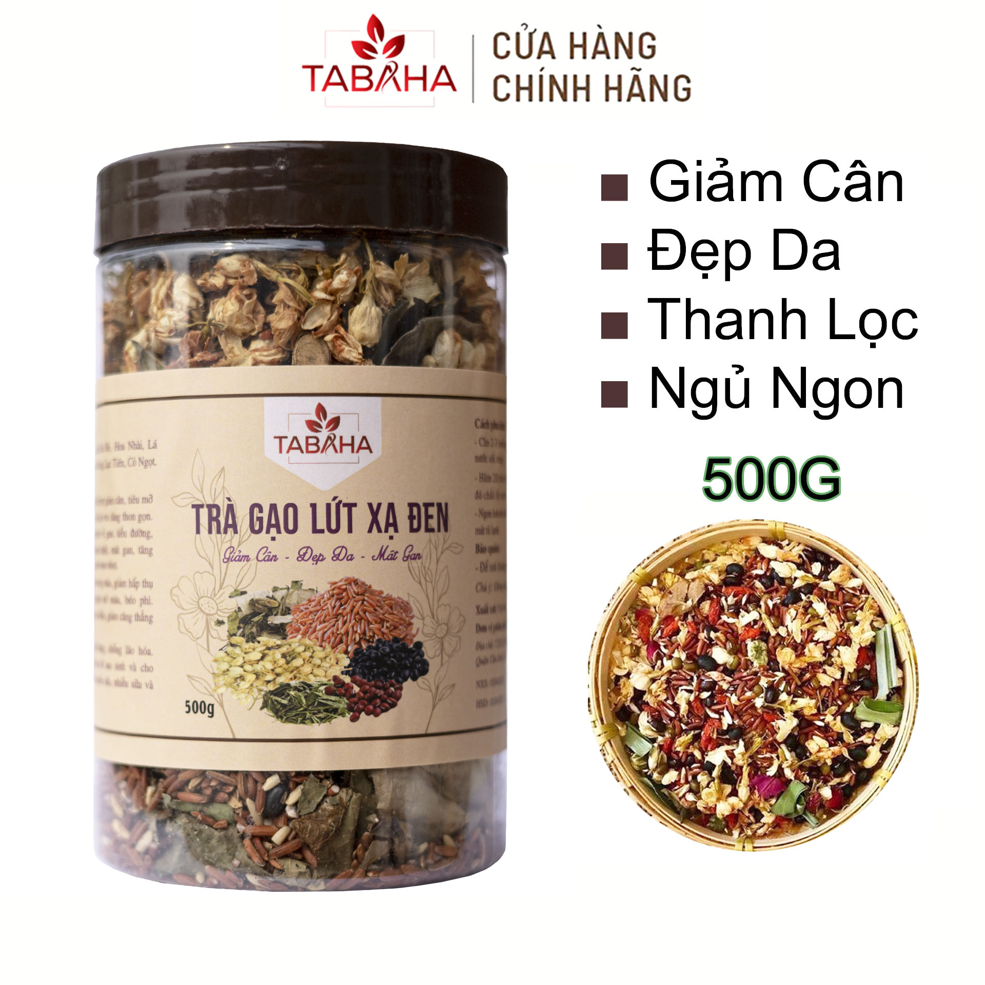 Trà Gạo Lứt Xạ Đen Tabaha 500g - An thần, giảm căng thẳng, giảm tích mỡ, đẹp da