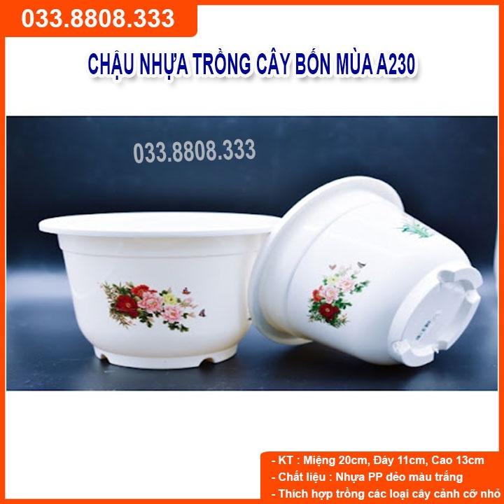 5 Chậu Nhựa Bốn Mùa A250 -Chậu Tròn Trắng Trồng Hoa Cây Cảnh