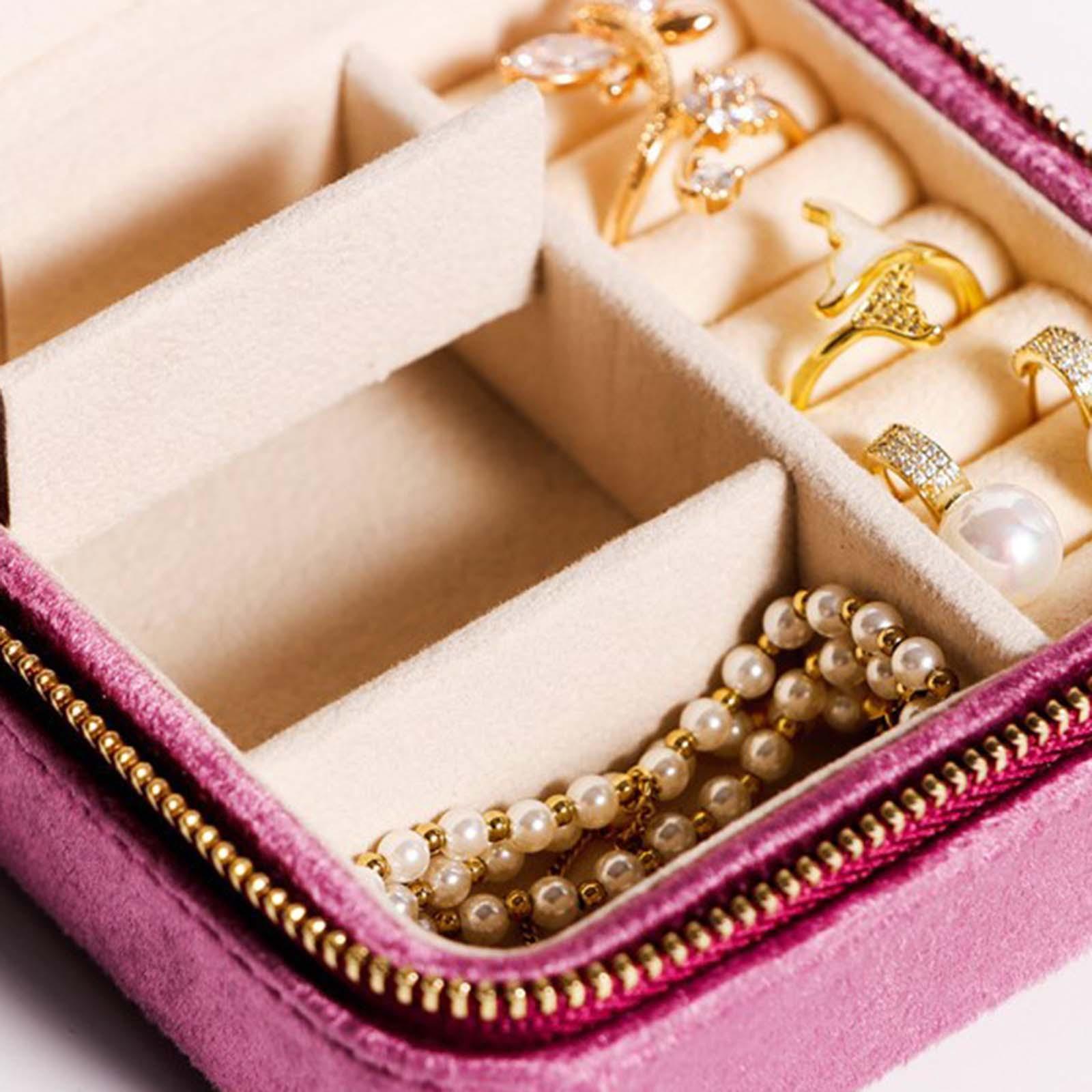 Jewelry Organizer Box, with Mirror  Case for Travel Rings Women Girls