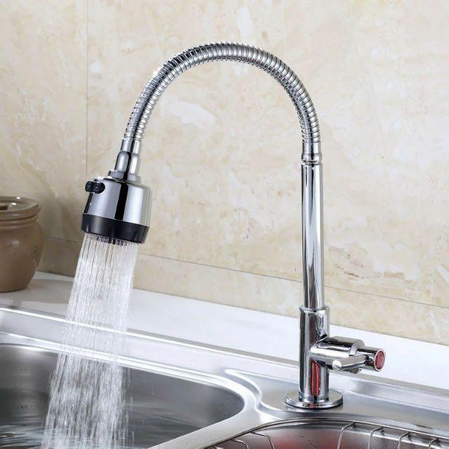 Vòi rửa bát đơn lạnh hợp kim cần mềm