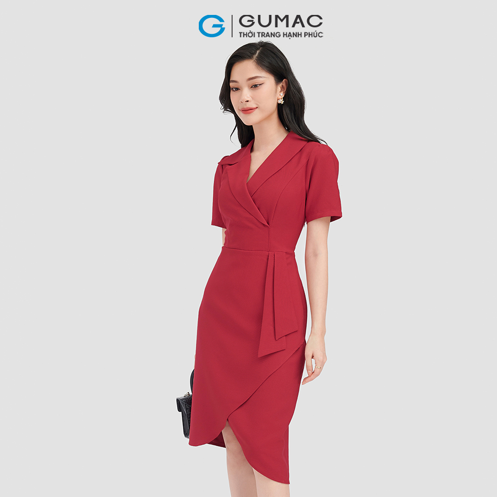 Đầm body GUMAC DC08099 đầm body tulip cổ giả vest