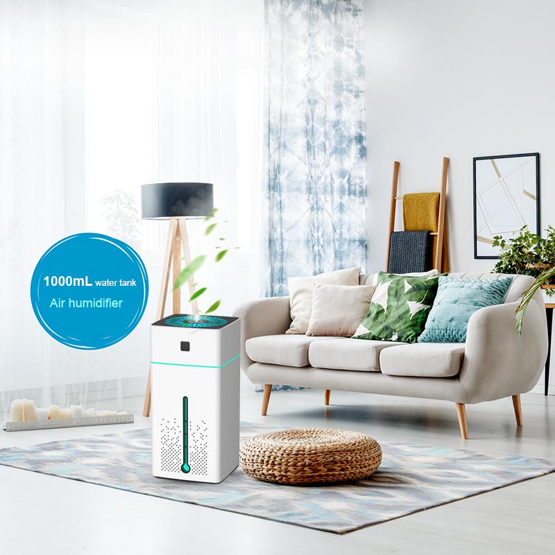 1000ML Máy Tạo Độ Ẩm Không Khí Siêu Âm Làm Thơm Phòng Khuếch Tán Công Suất Lớn Êm Đèn LED Ban Đêm USB Thoáng Mát Sương Làm Cho Nhà Văn Phòng