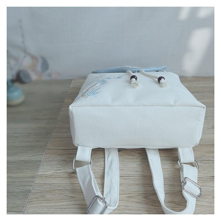 Balo vải thêu hình hoa cặp sách đựng nhiều đồ thời trang phong cách cô gái Trung Hoa họa tiết thêu tay nhẹ nhàng Daisy