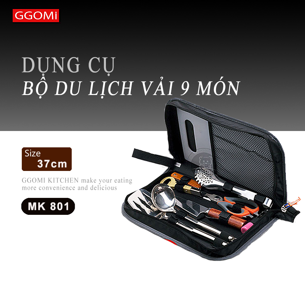 Bộ dụng cụ du lịch nhỏ tiện lợi gồm 9 món phù hợp khi đi cắm trại ngoài trời của GGOMi Hàn Quốc MK801