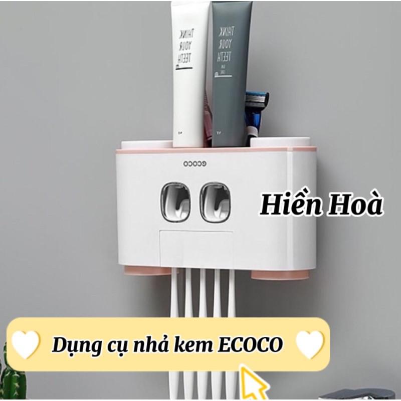 Kệ nhả kem đánh răng cao cấp 4 cốc, Kệ treo bàn chải đánh răng tích hợp đồ lấy kem thông minh để được 2 ly