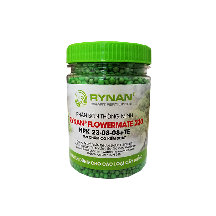 Phân bón thông minh tan chậm RYNAN FLOWERMATE 230 23-8-8+TE chuyên dùng cho các loại cây trồng - hủ 150g