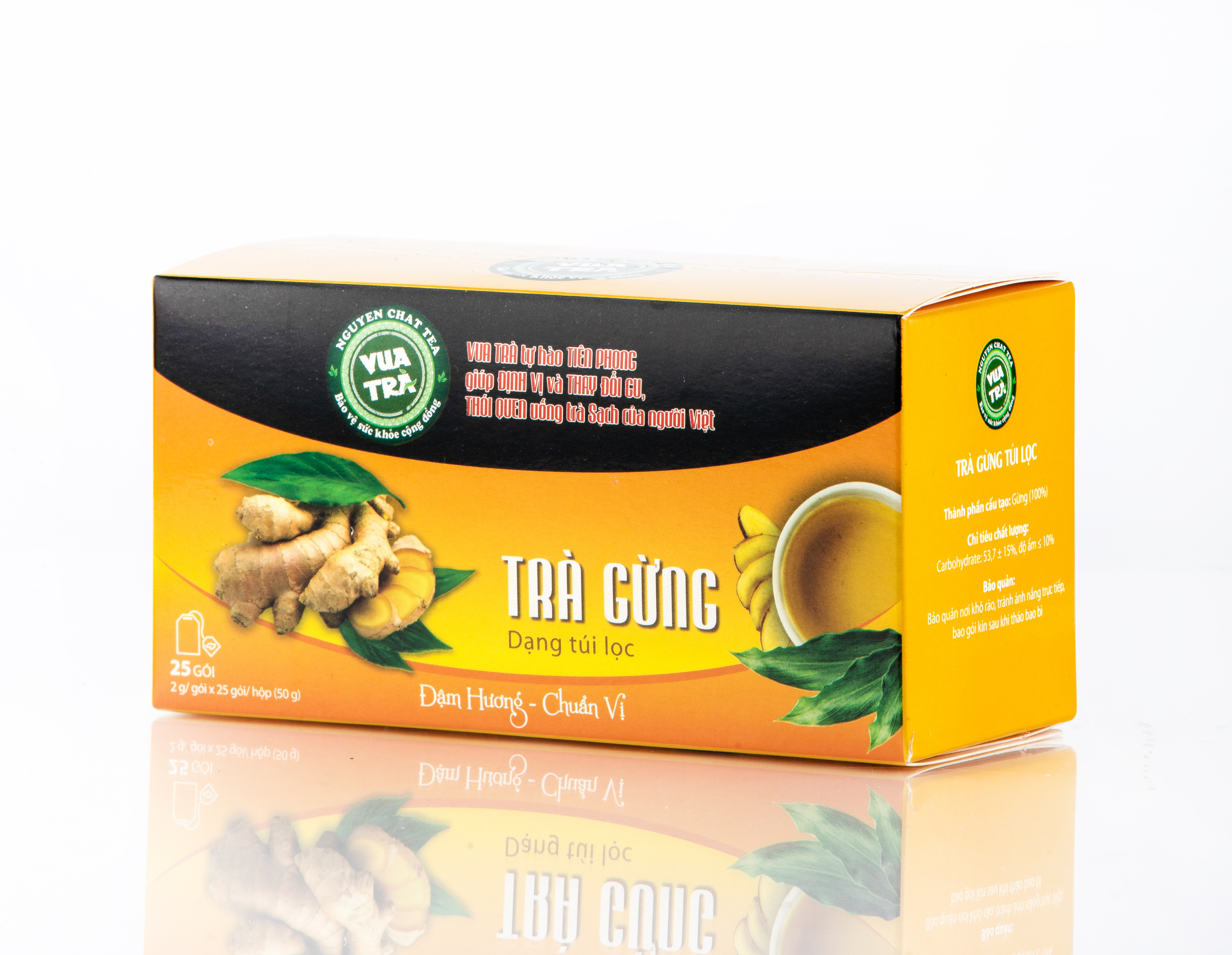 Trà gừng túi lọc NGUYÊN CHẤT TEA truyền thống, chuẩn vị vùng Cao Nguyên - 50g