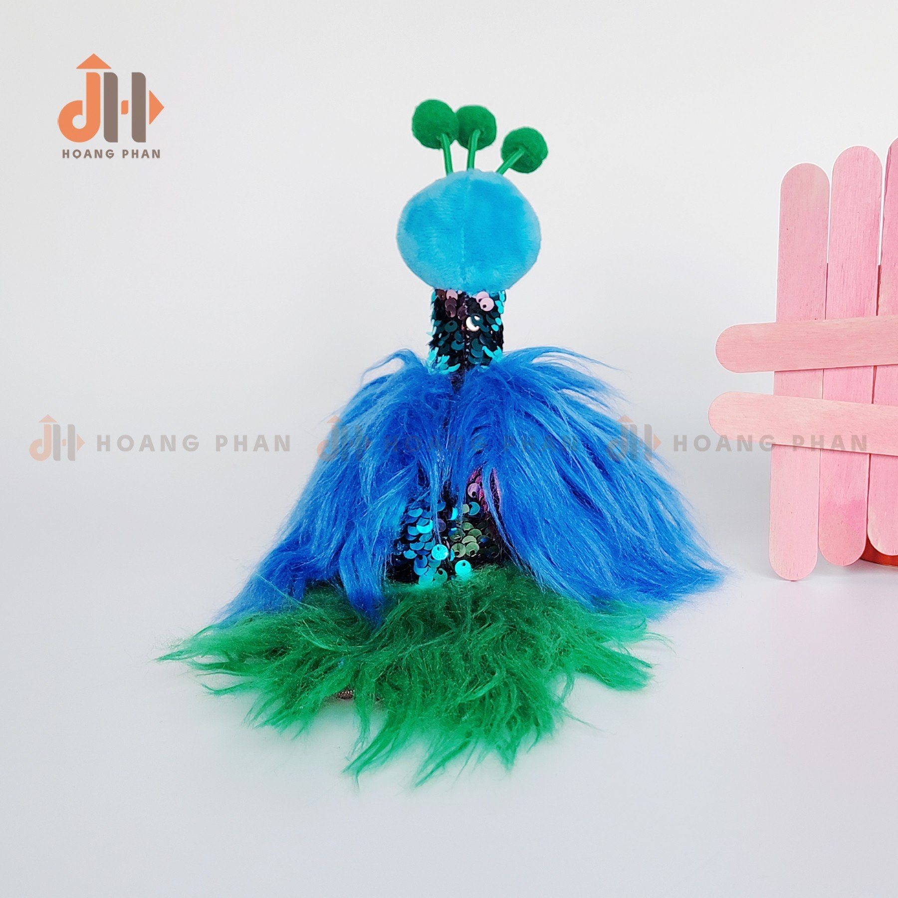 Thú Sequin nhồi bông - Chim Công xanh đính cườm lấp lánh