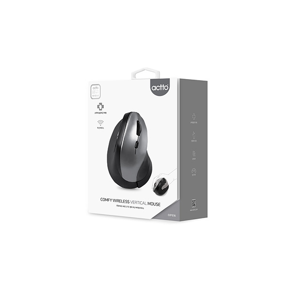 Chuột quang không dây thiết kế thoải mái giảm căng cơ , khoảng cách kết nối 10 mét - Comfi Wireless Vertical Mouse Actto MSC-215 - Hàng chính hãng