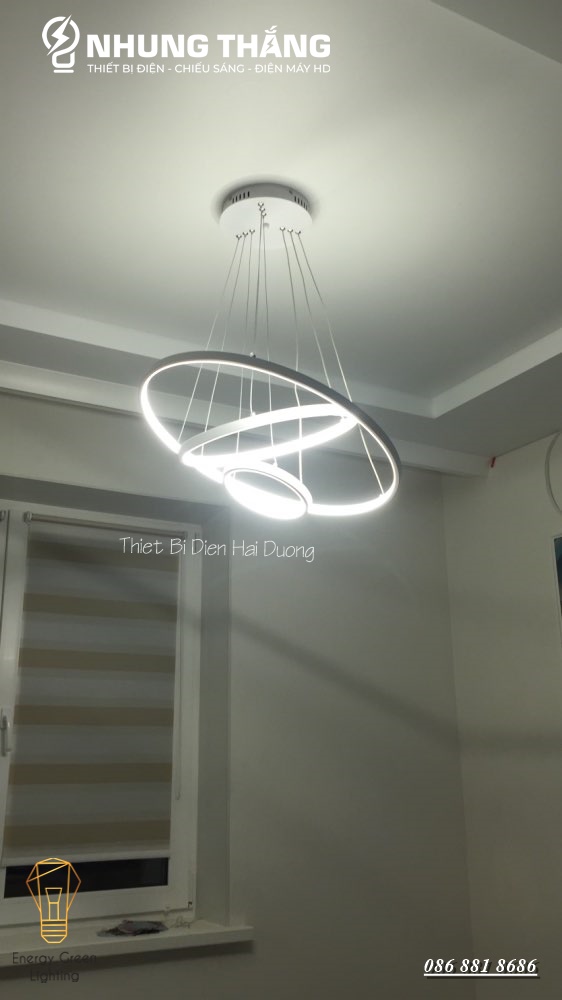 Đèn Thả Trần Không Gian Led Hình Tròn 3 Vòng 40x60x80 - 3 Chế Độ Ánh Sáng - Điều Khiển Từ Xa - Có Video