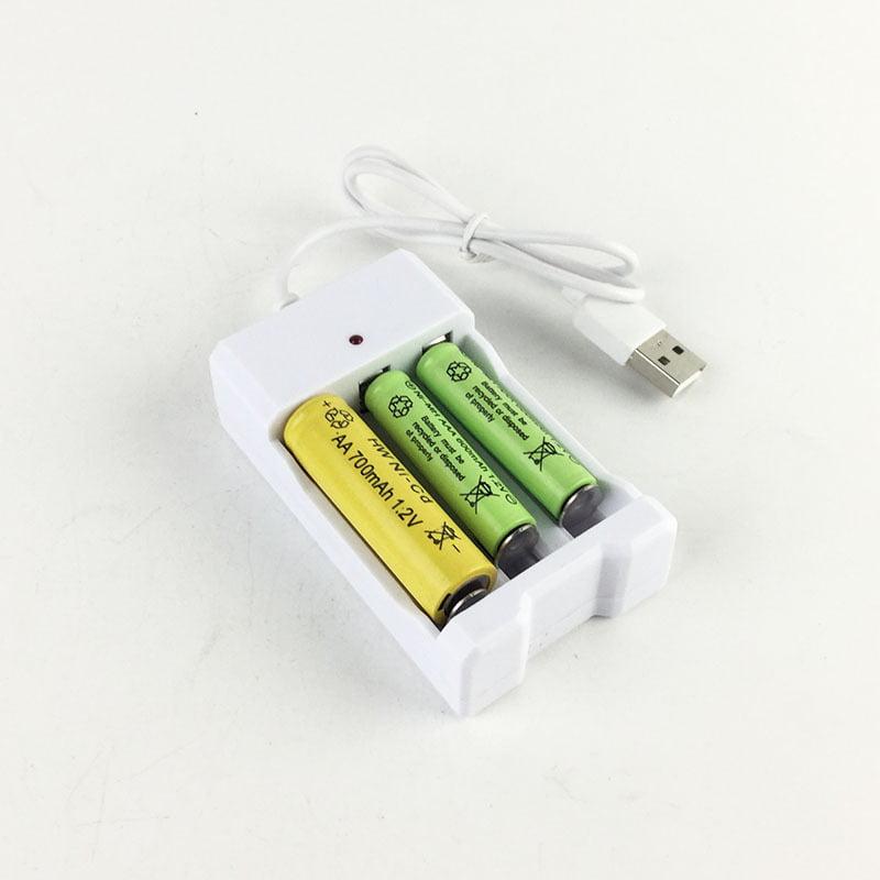 Bộ Sạc Pin Đa Năng 3 Khe Dùng Sạc Nhanh Cho Pin AA, AAA Nguồn Usb Tiết Kiệm Chi Phí Nhựa Cao Cấp Nhỏ Gọn Tiện Dụng