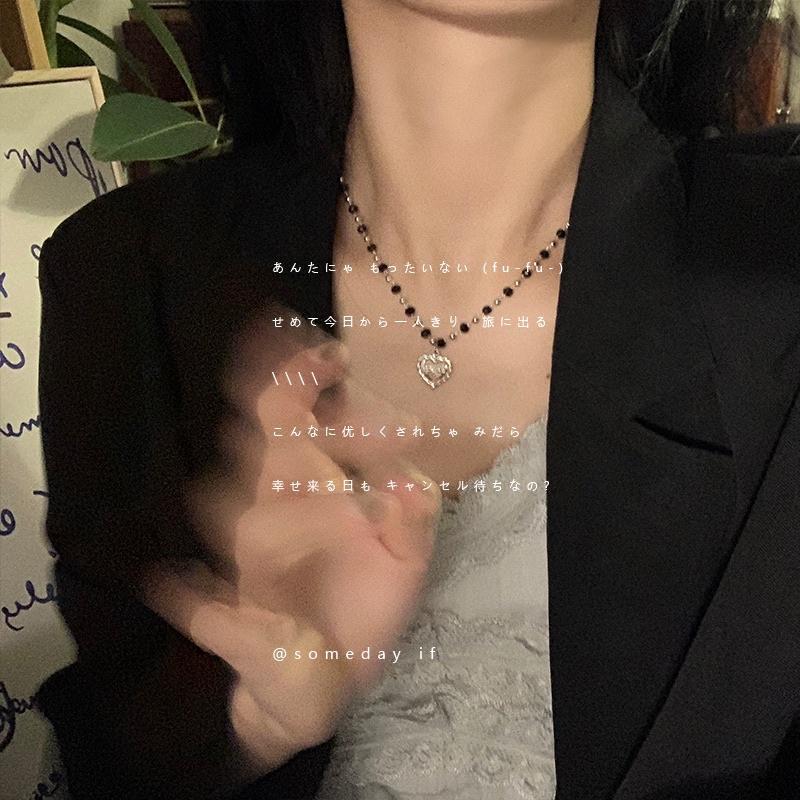N204 Choker Vòng cổ dây chuyền mặt trái tim phong cách Nhật Bản và Hàn Quốc thời trang