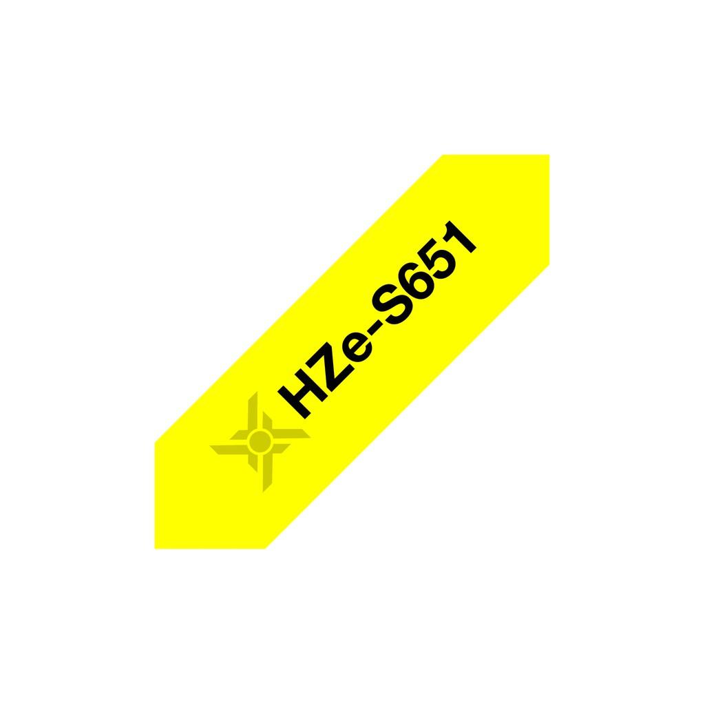 Băng nhãn Brother Nhãn in Hze-S651 ( Tze-S651, Tz2-S651), 24mm*8m, chữ đen nền vàng, Black on Yellow, siêu dính