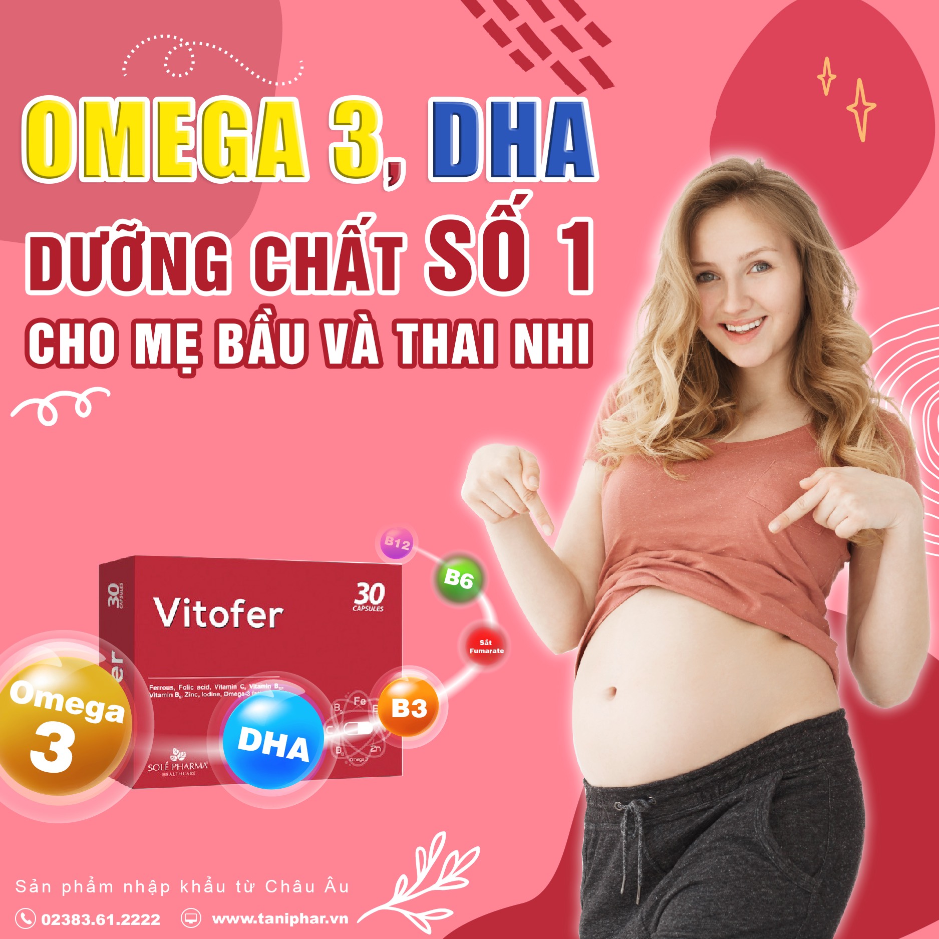 Vitofer viên uống bổ sung sắt cho bà bầu - Hộp 2 vỉ x 15 viên