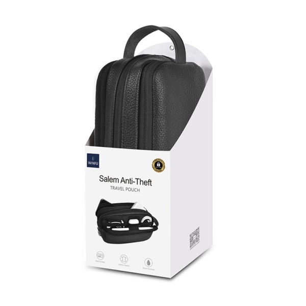 Túi  phụ kiện Wiwu Salem Anti - Theft Travel Pouch thiết kế kích thước nhỏ, sức chứa lớn, có dây kéo YKK rất bền - Hàng chính hãng