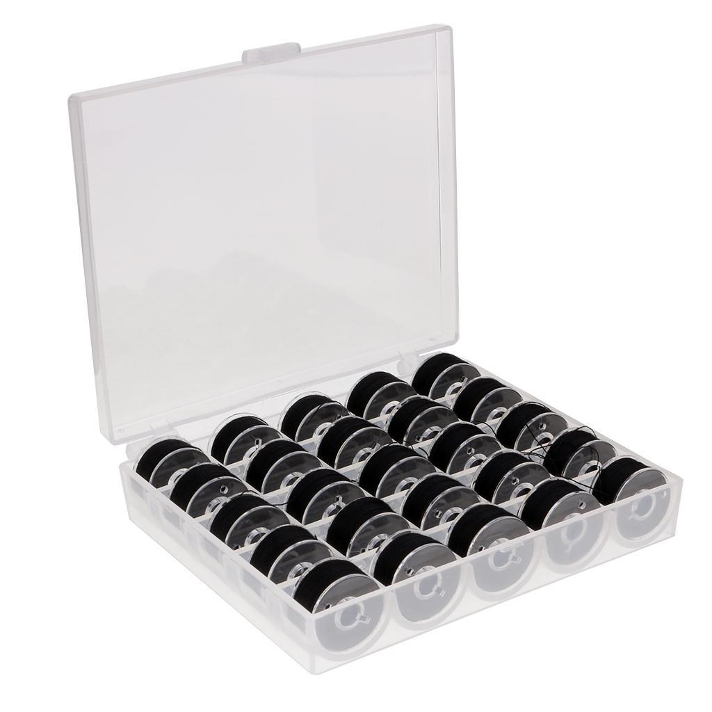 50Pcs Polyester Sewing Machine Thread String Bobbins with Plastic Case
