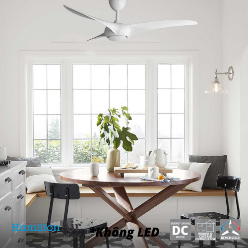 Quạt Trần TOBAGO WHITE - Có Đèn Led Độc Đáo - Động Cơ DC Vận Hành Êm Ái Bền Bỉ - Kiểu Dáng Hiện Đại Sang Trọng - Hàng Chính Hãng