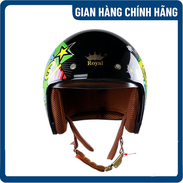 Nón bảo hiểm 3/4 M139 - Kính âm - Họa tiết Boombang - Lót nón tháo rời - Hàng chính hãng - Bảo hành 12 tháng